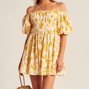 Abercrombie & Fitch Floral Off-Shoulder Mini Dress